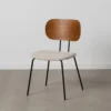 lot 4 chaises tissu bicolore pietement metal ixia 48 cm marron et creme 1
