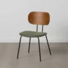 lot 4 chaises tissu bicolore pietement metal ixia 48 cm marron et vert 1