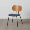 lot 4 chaises tissu bicolore pietement metal ixia 48 cm naturel et bleu 1
