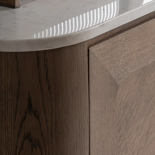 Meuble bar Douzy chêne et marbre blanc ensemble de 2 Vical Home — vue 5