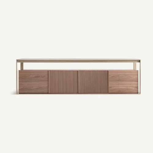 Meuble TV Aisby frêne clair et verre Vical Home
