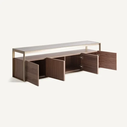 Meuble TV Aisby frêne clair et verre Vical Home — vue 3