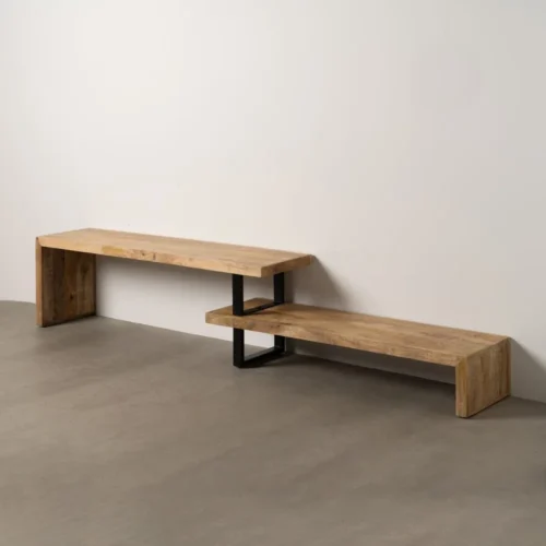 Meubles TV Ixia Meuble TV bois de manguier marron et noir Ixia 265 cm