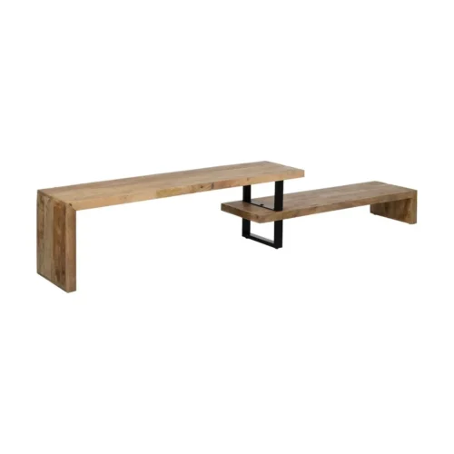 Meuble TV bois de manguier marron et noir Ixia 265 cm — vue 2