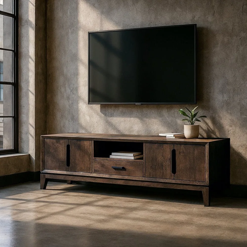 Meuble TV bois de manguier marron Ixia 200 cm