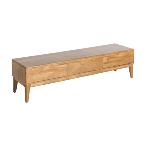 Meuble TV bois de manguier naturel 3 tiroirs Ixia 160 cm — vue 3