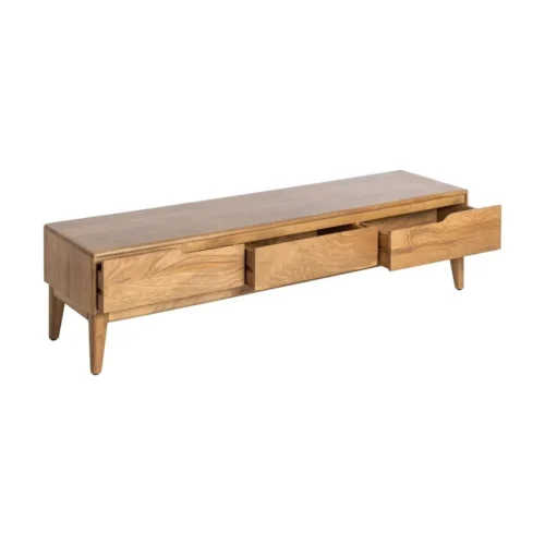 Meuble TV bois de manguier naturel 3 tiroirs Ixia 160 cm — vue 4