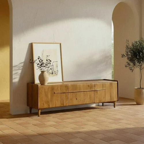 Meuble TV bois de manguier naturel Ixia 160 cm