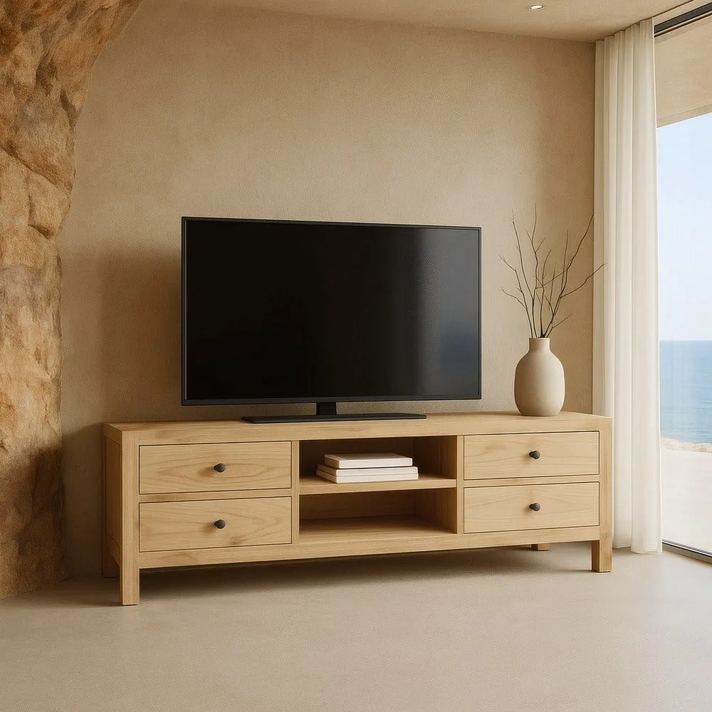 Meuble TV bois de mindi naturel Ixia 150 cm