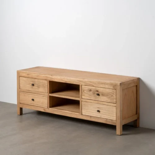 Meuble TV bois de mindi naturel Ixia 150 cm — vue 2
