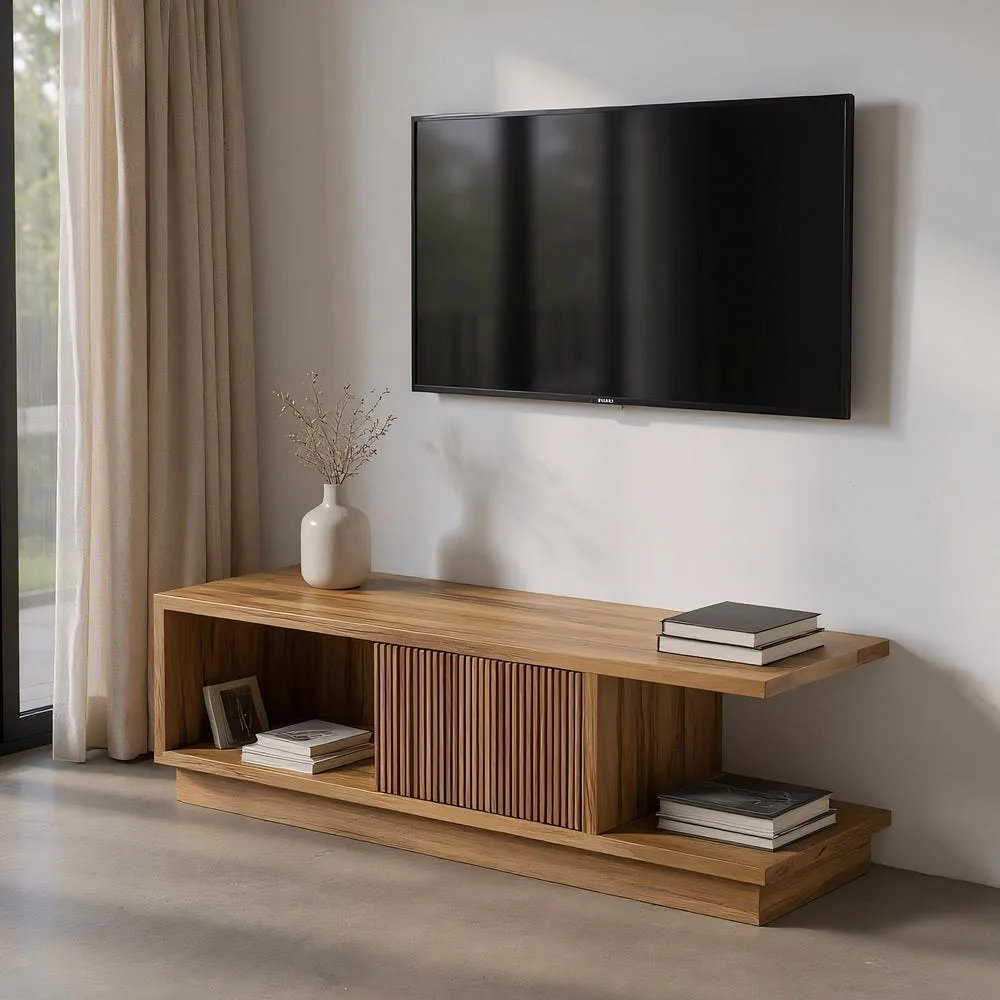 Meuble TV bois de teck recyclé Ixia 135 cm