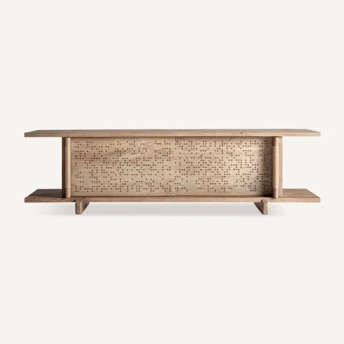 Meuble TV Jacquard bois de manguier brun clair Vical Home