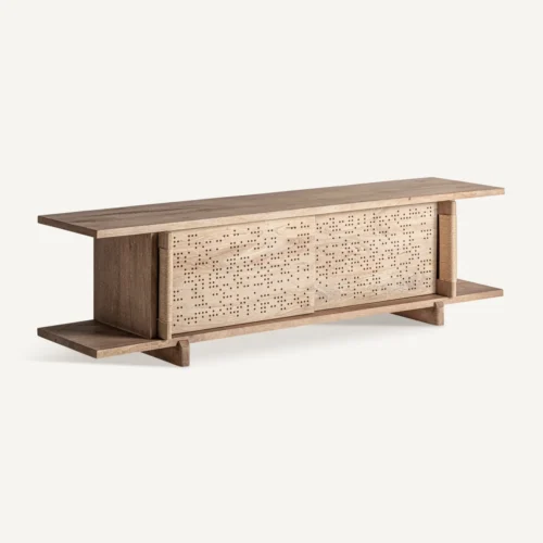 Meuble TV Jacquard bois de manguier brun clair Vical Home — vue 2