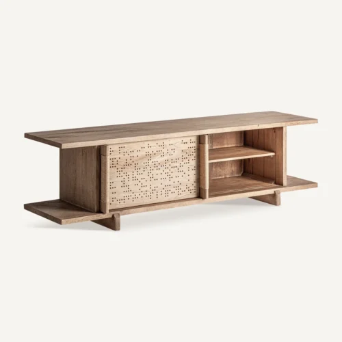Meuble TV Jacquard bois de manguier brun clair Vical Home — vue 3