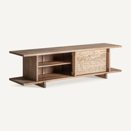 Meuble TV Jacquard bois de manguier brun clair Vical Home — vue 4