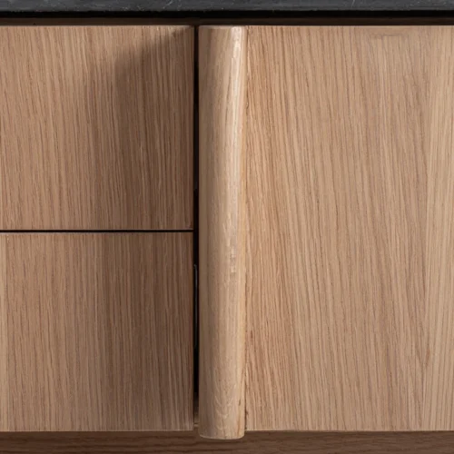 Meuble TV Nara chêne clair et marbre noir Vical Home — vue 5