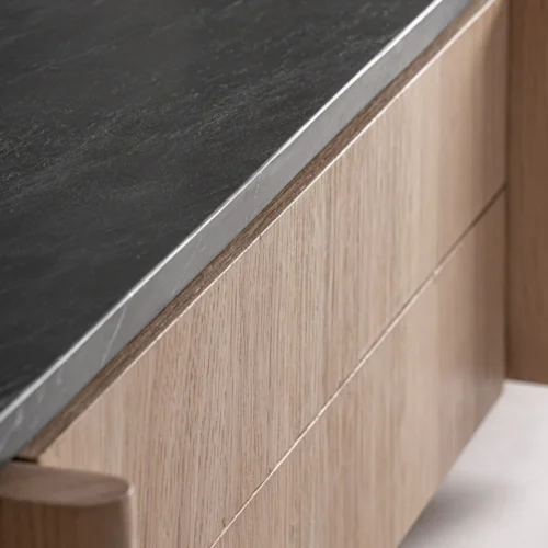 Meuble TV Nara chêne clair et marbre noir Vical Home — vue 7