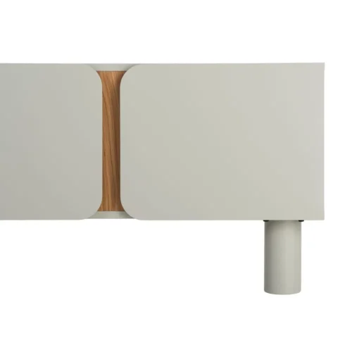 Meuble TV taupe laqué pieds bois de chêne Ixia 180 cm — vue 10