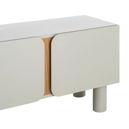 Meuble TV taupe laqué pieds bois de chêne Ixia 180 cm — vue 5