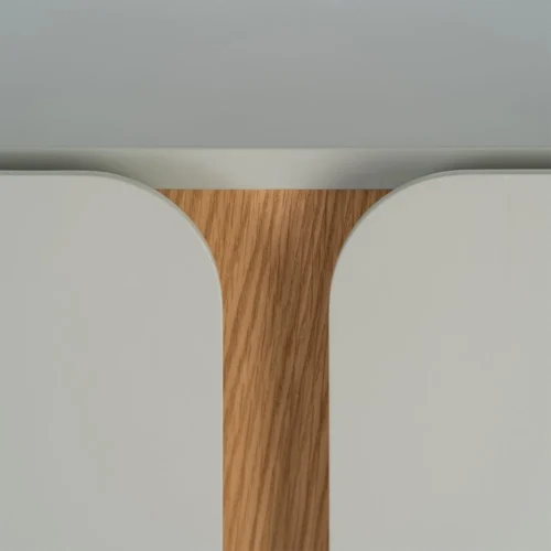 Meuble TV taupe laqué pieds bois de chêne Ixia 180 cm — vue 8