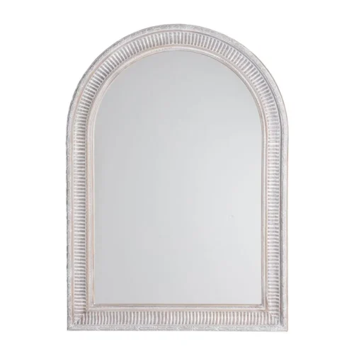 Miroir arche en bois de paulownia gris Ixia 76 × 106 cm