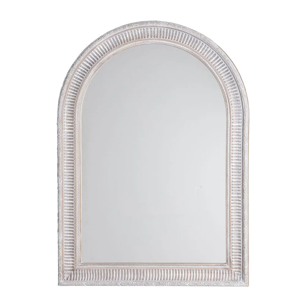 Miroir arche en bois de paulownia gris Ixia 76 × 106 cm