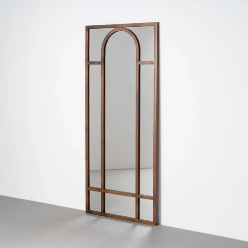 Miroir arche marron en bois de sapin Ixia 80 × 180 cm