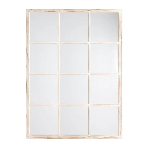 Miroir blanc patiné en bois de sapin Ixia 90 × 120 cm