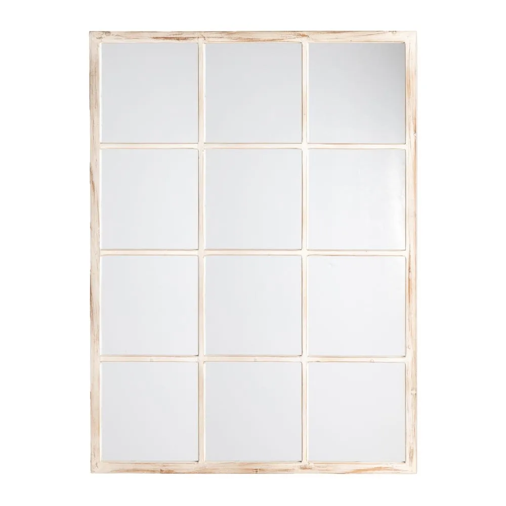 Miroir blanc patiné en bois de sapin Ixia 90 × 120 cm