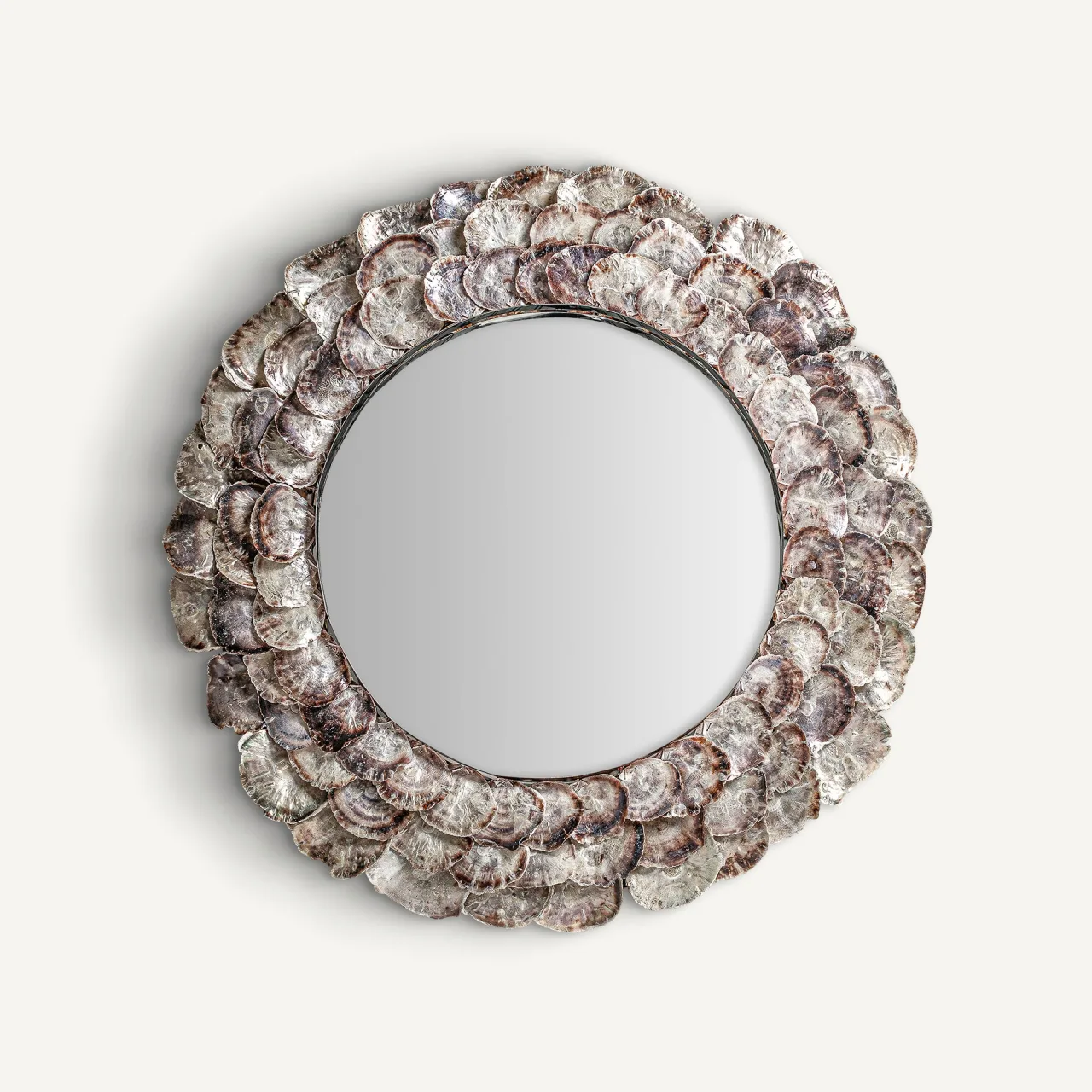 Miroir Inga acier ivoire et coquille d'huître Vical Home