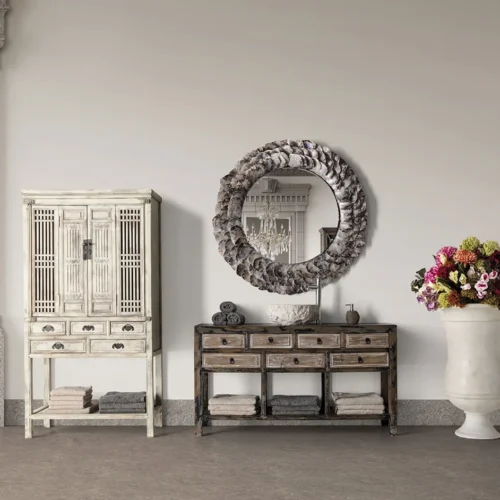 Miroir Inga acier ivoire et coquille d'huître Vical Home — vue 5