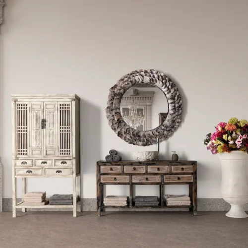 Miroir Inga acier ivoire et coquille d'huître Vical Home — vue 6