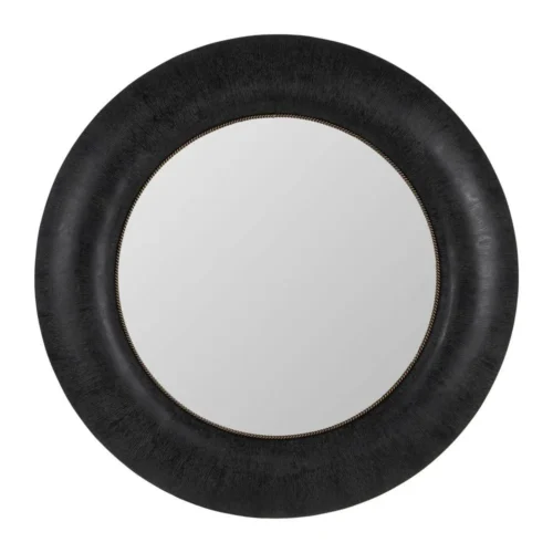 Miroir rond en bois de frêne noir Ixia 110 cm