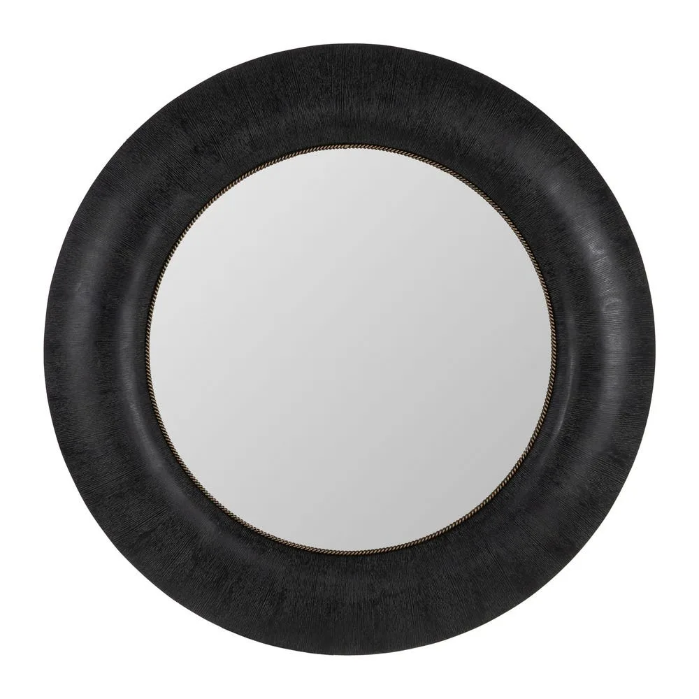 Miroir rond en bois de frêne noir Ixia 110 cm