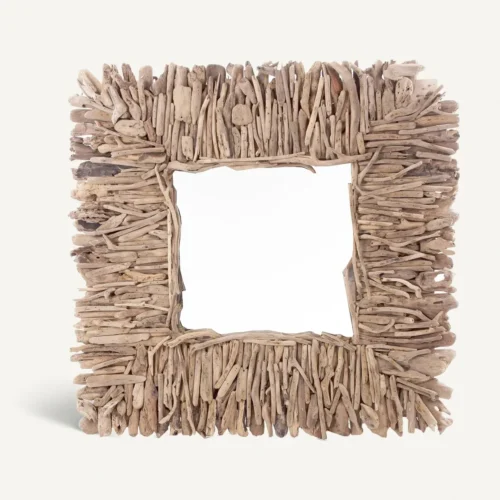 Décoration murale Miroir Varverg carré bois de mindi vieilli Vical Home