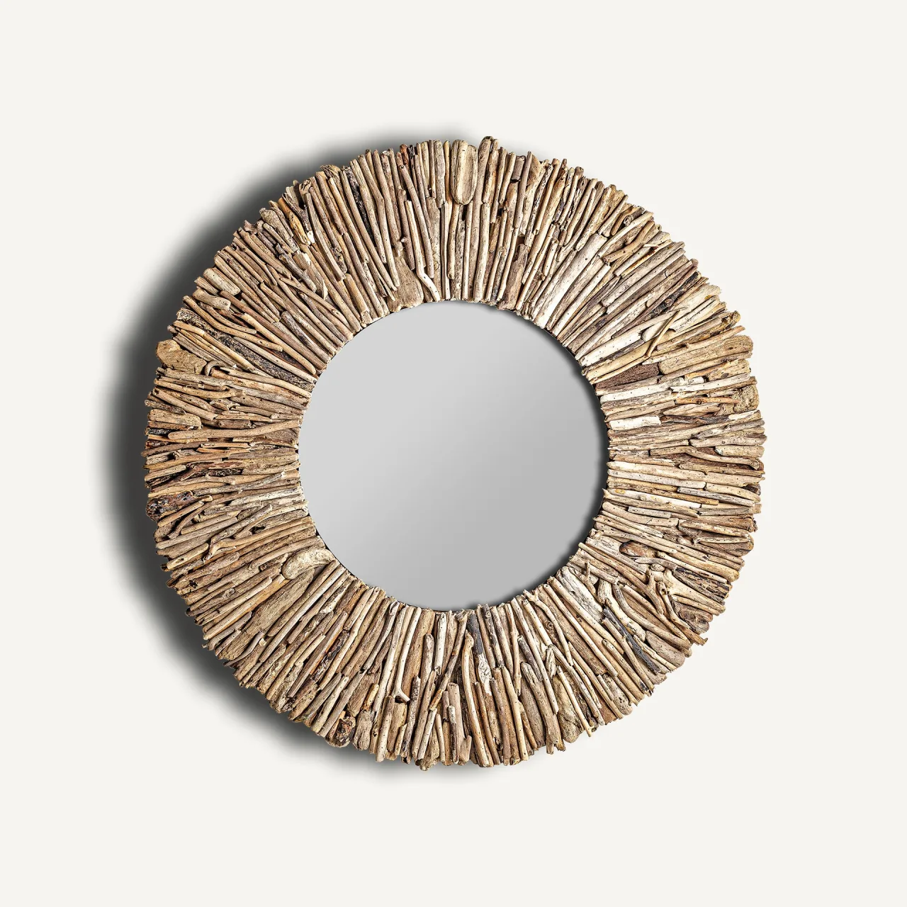 Miroir Varverg rond bois tropical vieilli Vical Home