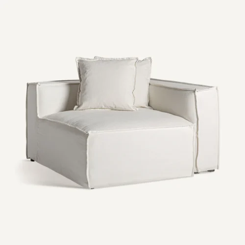 Module de canapé d'angle droit Virolle lin blanc Vical Home — vue 2