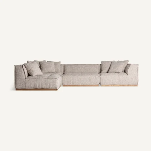 Module de canapé Vittel d'angle beige et pin naturel Vical Home — vue 9