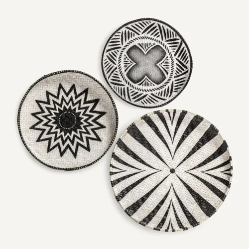 Panneau décoratif Milosh bambou noir et blanc ensemble de 3 Vical Home