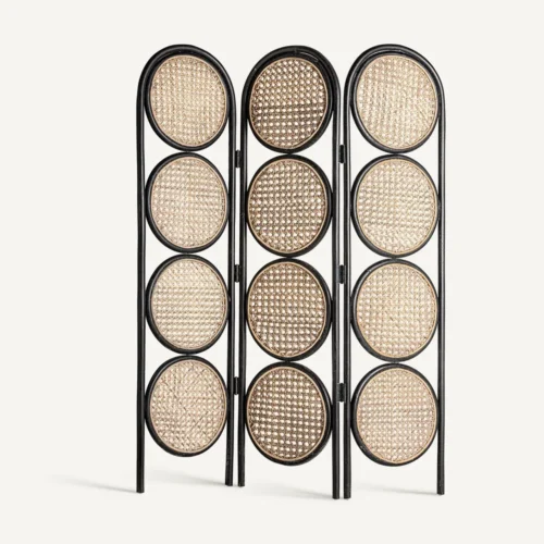 Paravent Darois rotin noir et beige Vical Home