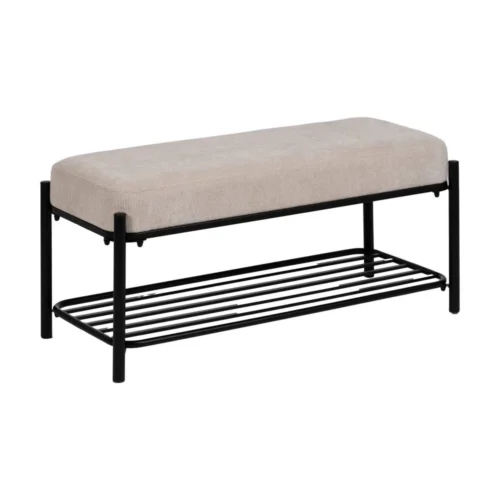 Petit banc tissu beige piètement métal Ixia 91 cm — vue 4