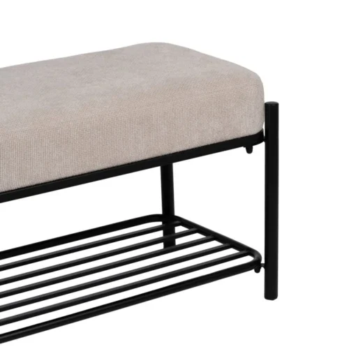 Petit banc tissu beige piètement métal Ixia 91 cm — vue 6
