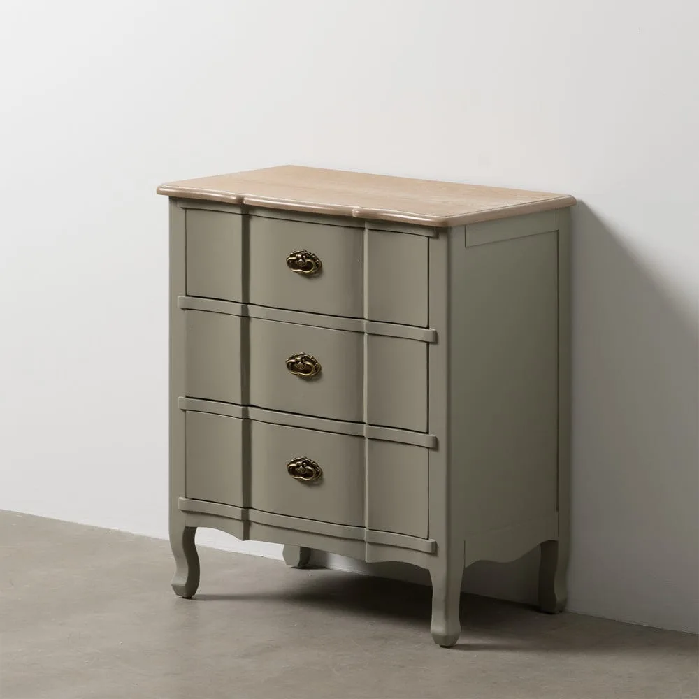 Petite commode taupe 3 tiroirs Ixia 66 cm