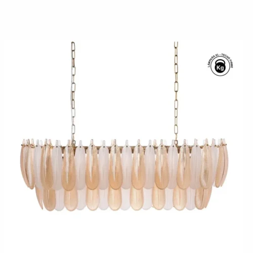 Plafonnier plumes de verre champagne Ixia 100 cm
