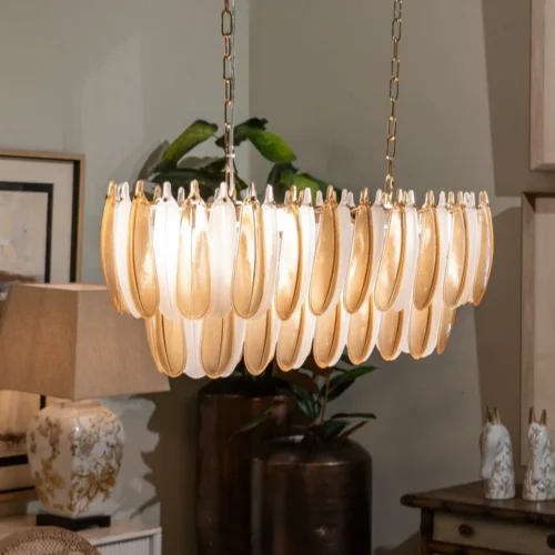 Plafonnier plumes de verre champagne Ixia 100 cm — vue 2