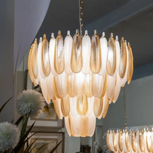 Plafonnier rond plumes de verre champagne Ixia 60 cm — vue 3