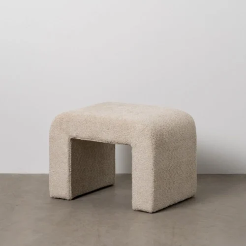 Pouf beige tissu Ixia 67 cm