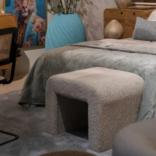 Pouf beige tissu Ixia 67 cm — vue 8