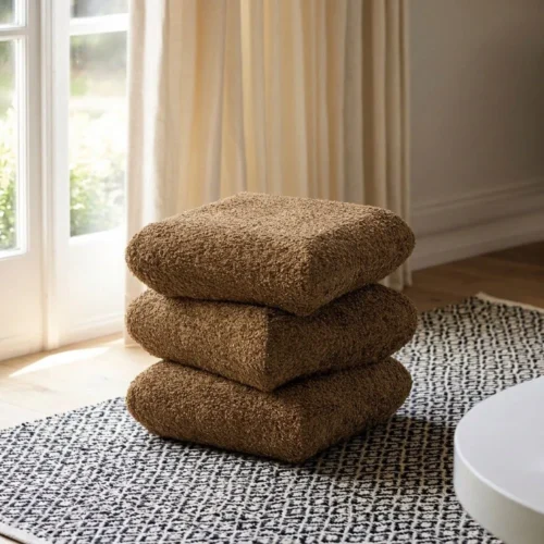 Pouf carré ocre Ixia 42 cm