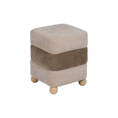 Pouf carré tissu beige-marron Ixia 44 cm — vue 3